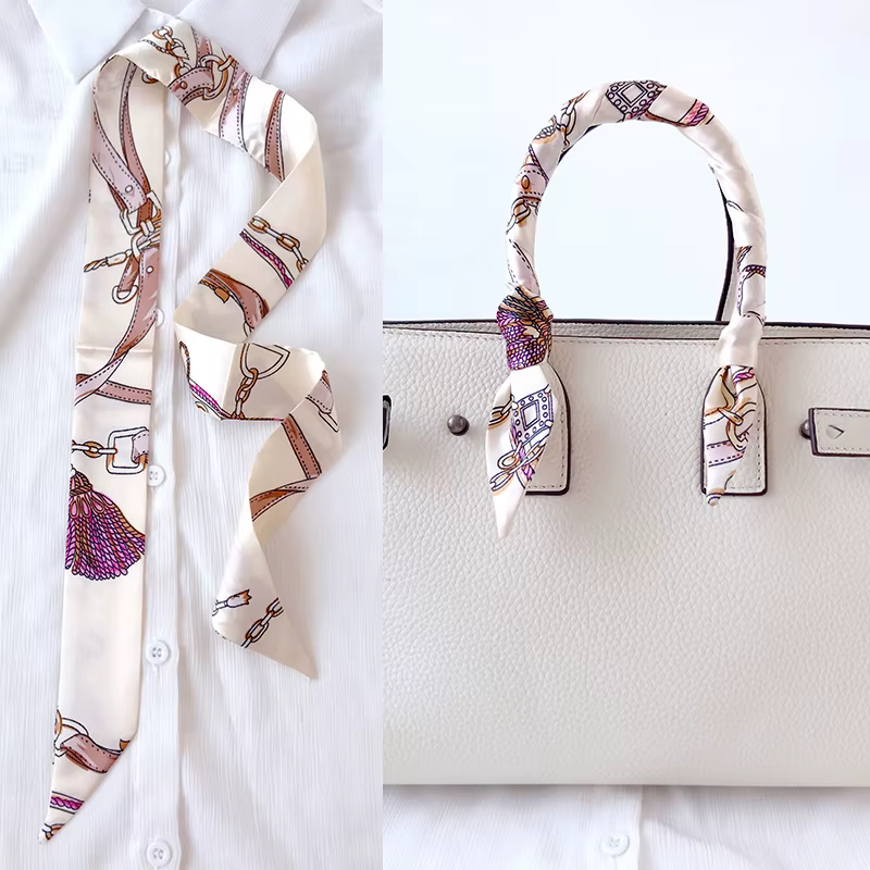 Femme maigre foulard en soie 90 cm * 4 cm longue bande de cheveux ruban