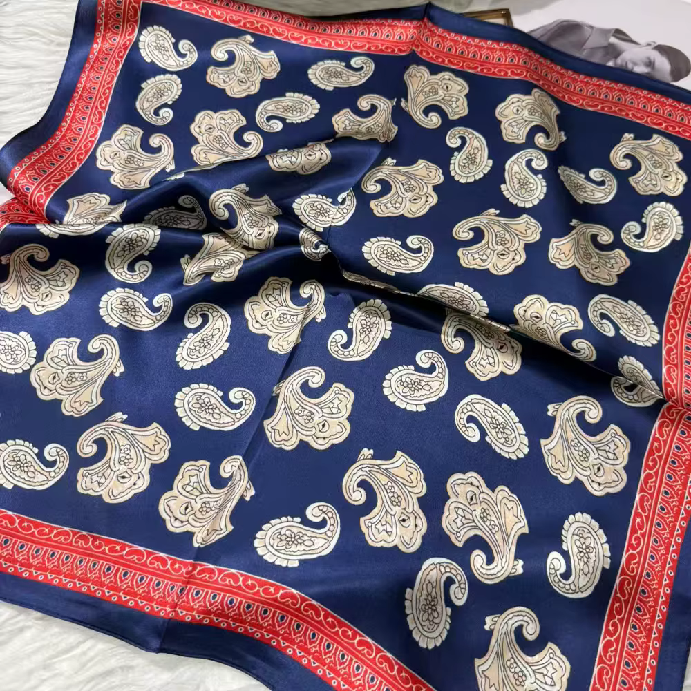 Rouge bleu femmes 100% foulard en soie de mûrier pour cheveux