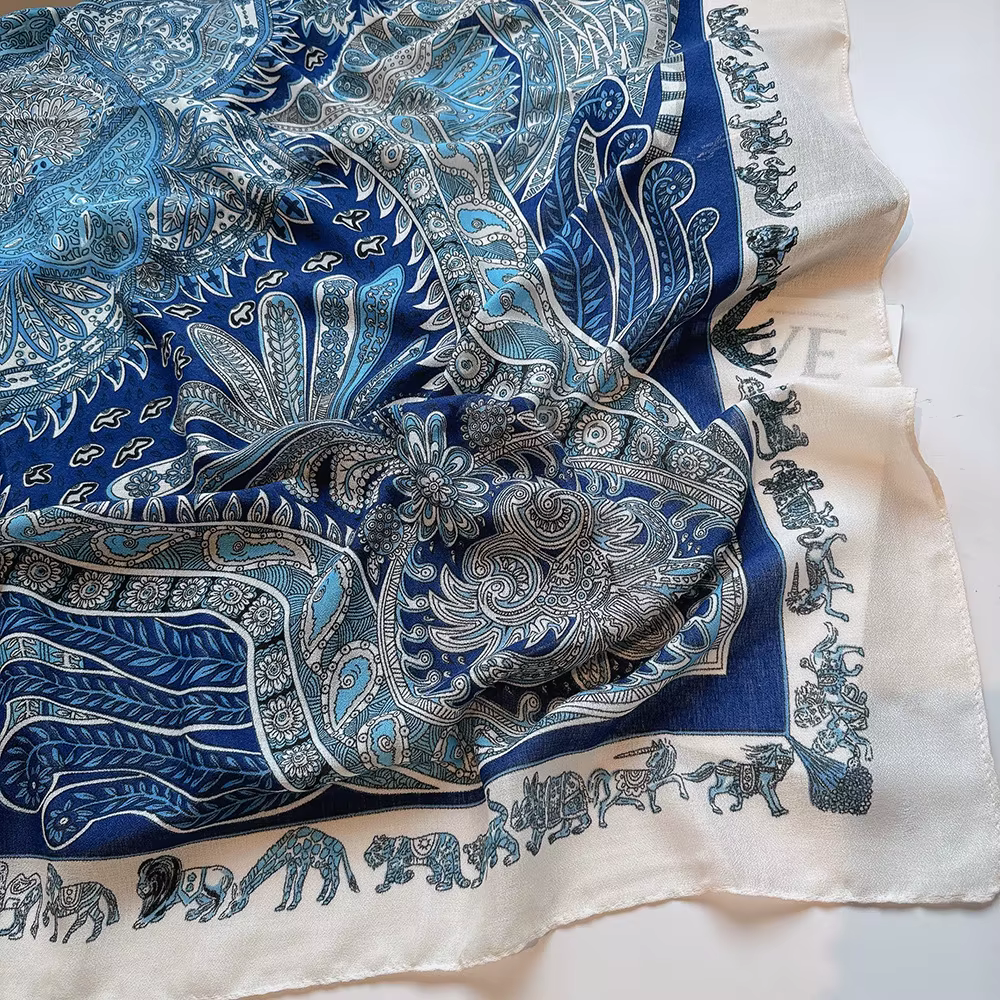 130cm bleu carré écharpe femmes grands châles Vintage carré Bandana luxe foulard femme Foulards