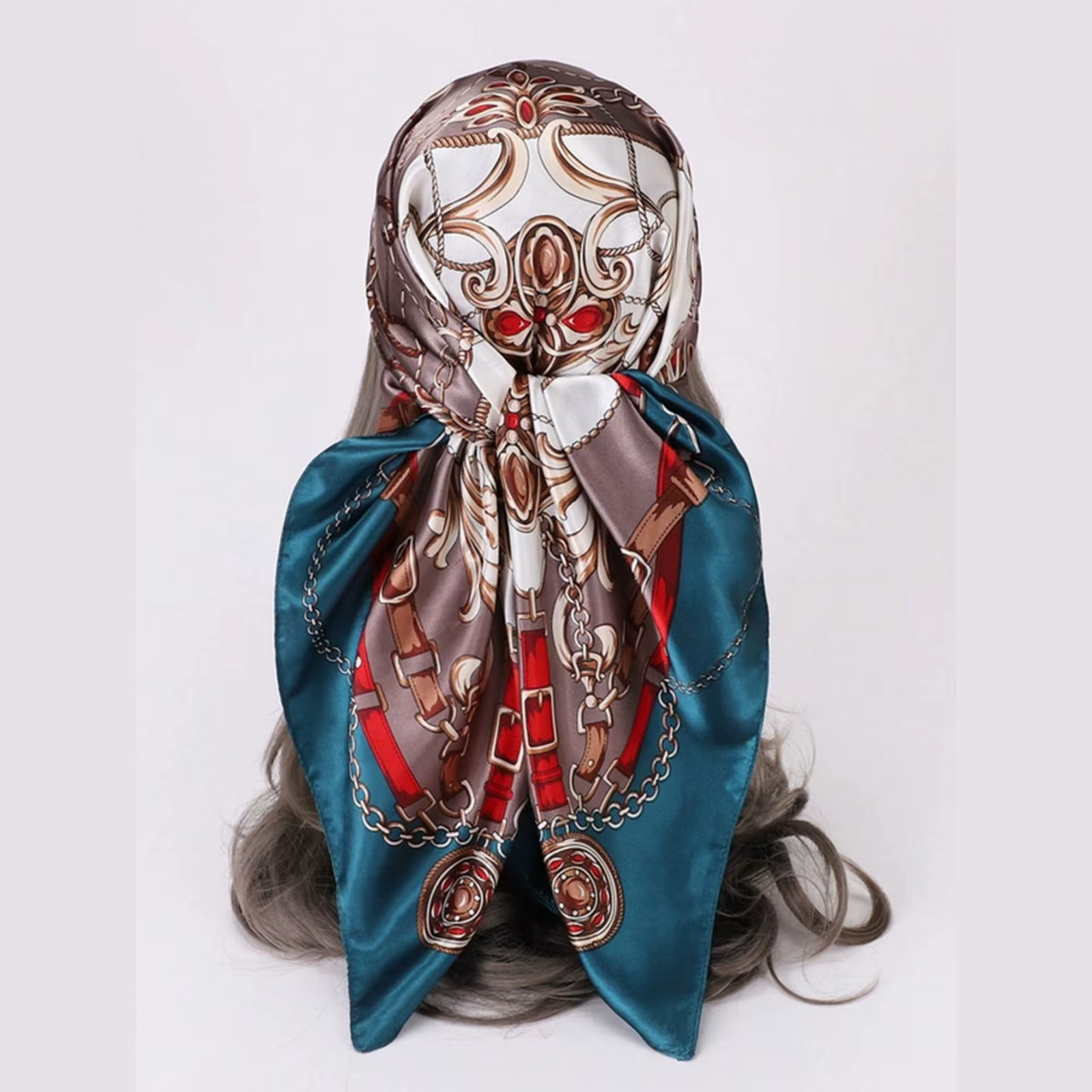 Foulard en soie rose pour cheveux