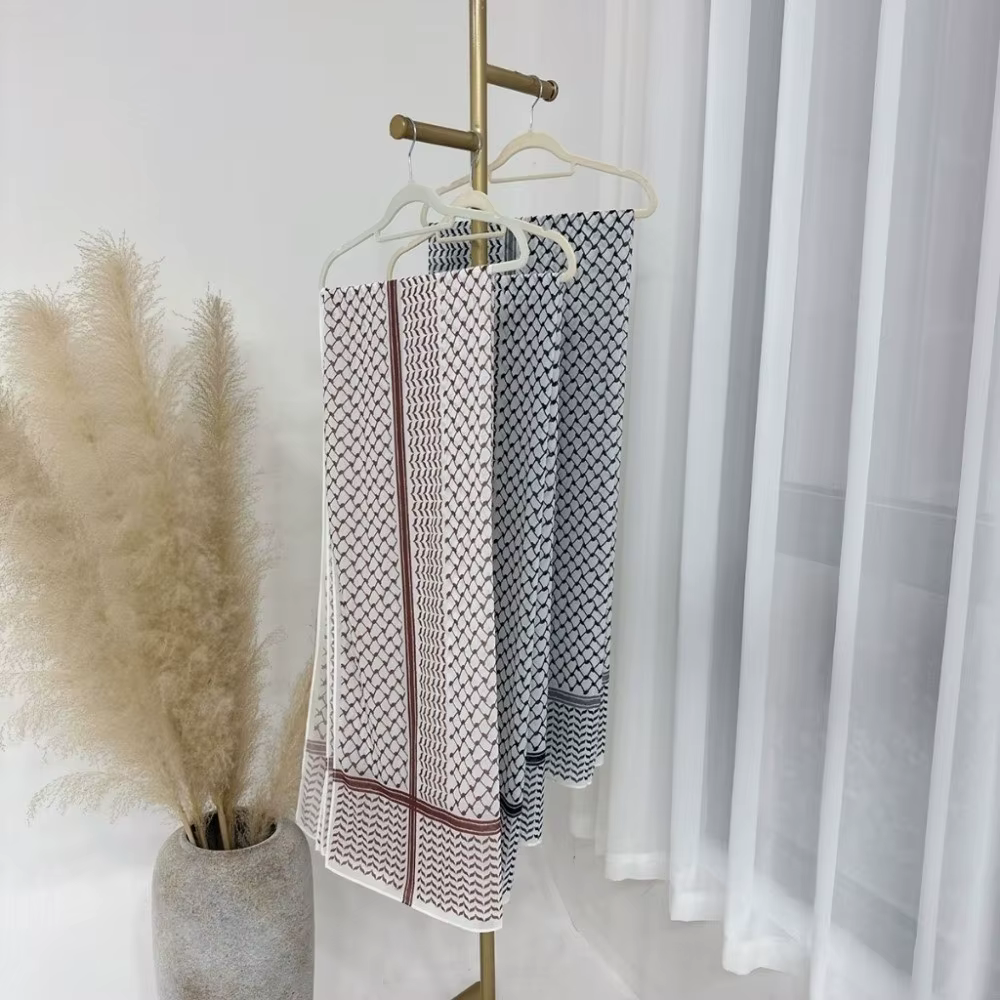 Dubaï écharpe Plaid imprimé Keffiyel foulard longue crème solaire en mousseline de soie Hijab