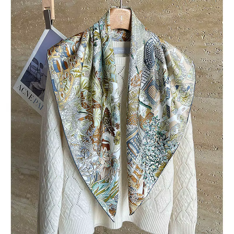 100% sergé foulard en soie foulard cravate 90*90CM