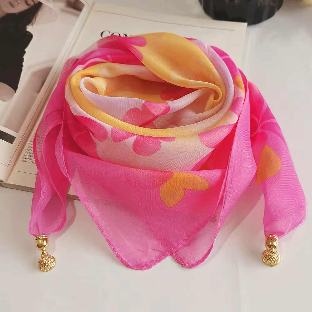 Écharpe de luxe en soie imprimée anti-UV, petit foulard carré pour femme