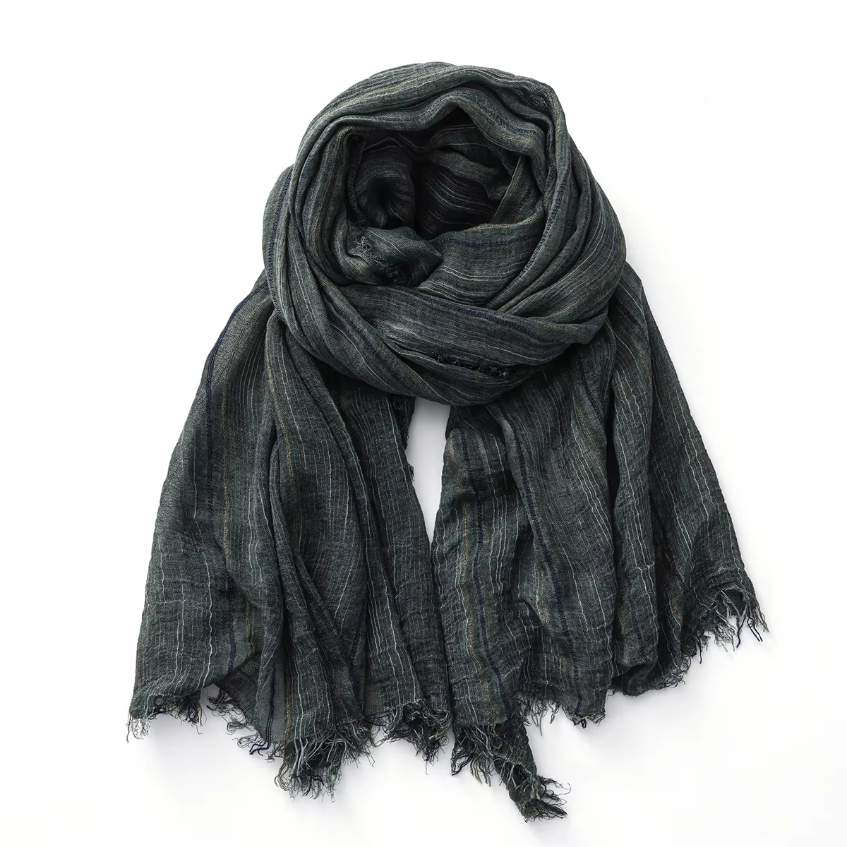 Mode rayé coton lin hommes écharpe automne hiver chaud foulard fil teint mâle accessoires foulards châle Bufanda