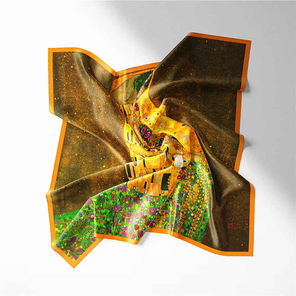 Célèbre peinture à l'huile sergé 100% foulard en soie mode Bandana femmes écharpe enveloppes 53cm foulards carrés Hijab