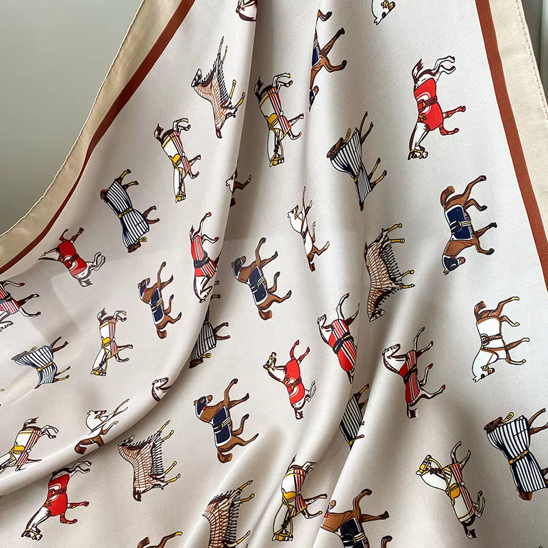 InjBag-Foulard Carré Imprimé pour Femme