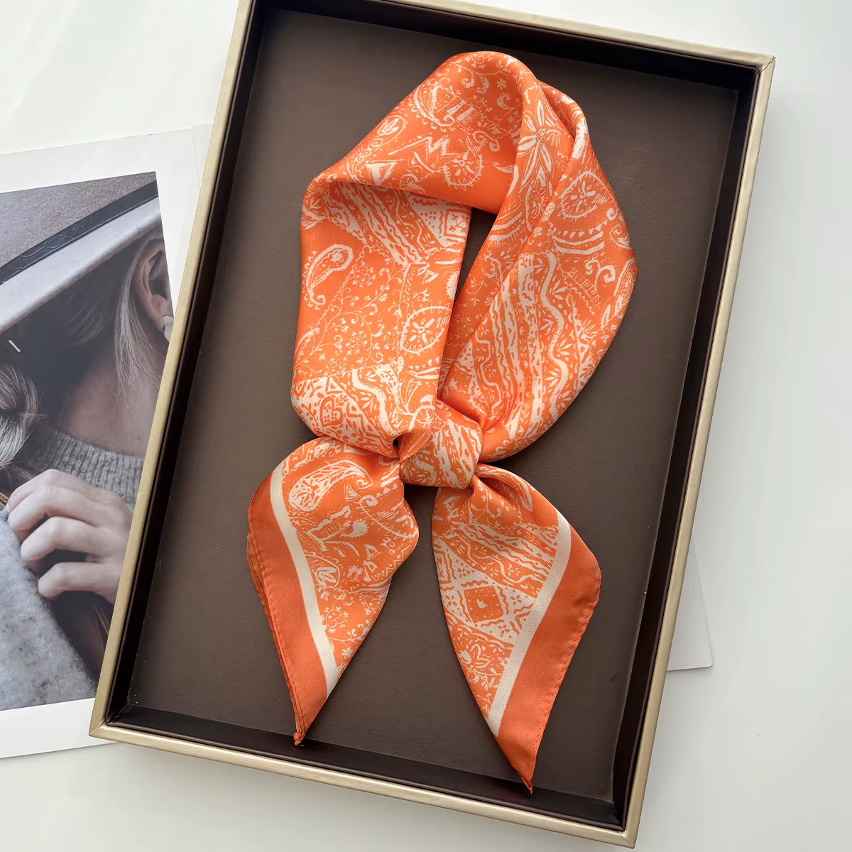 Foulard carré en soie imprimé Imitation pour femmes