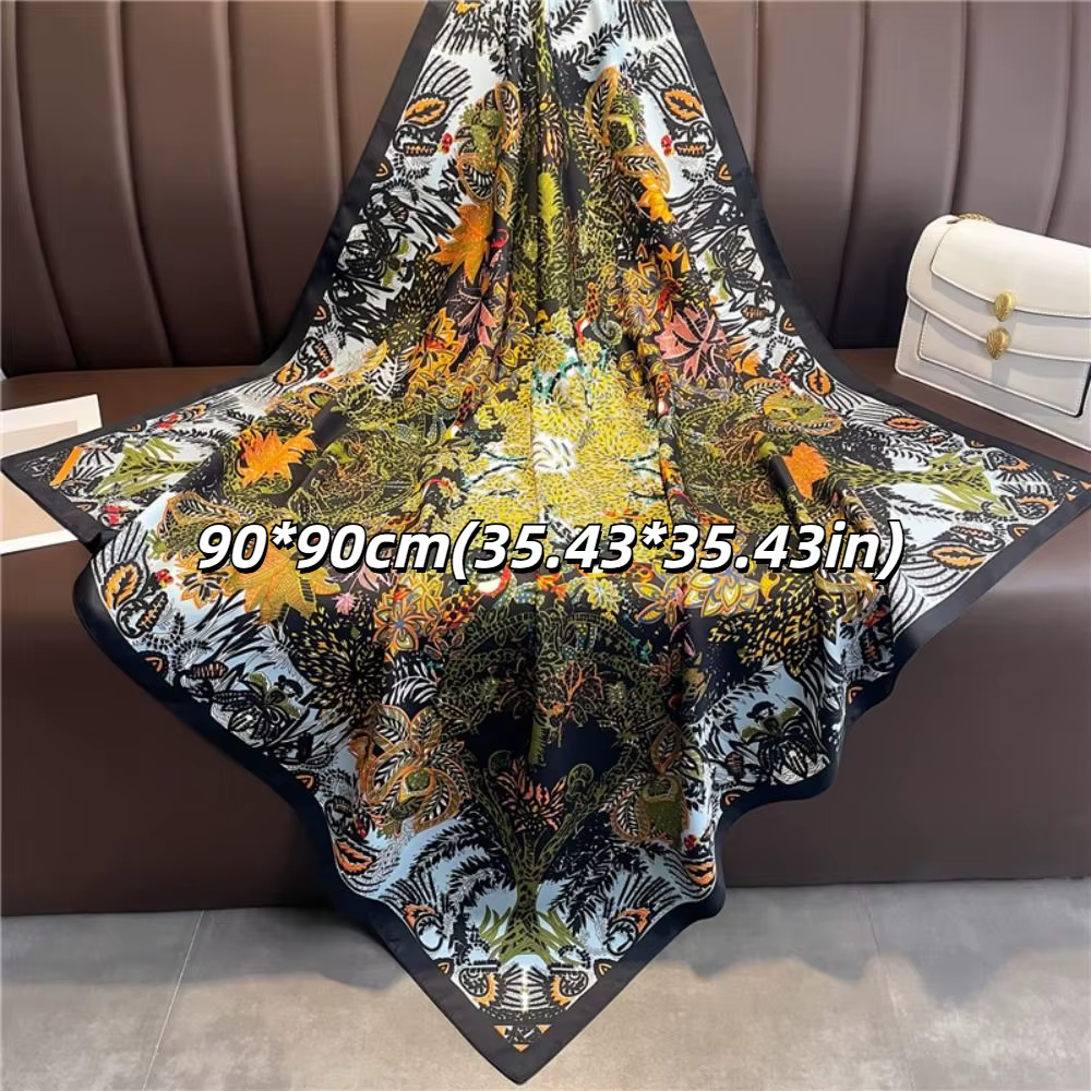 Écharpe en soie florale de 90 cm