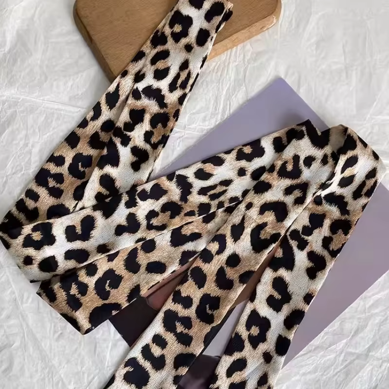 Offre spéciale imprimé léopard longue écharpe mince américain rétro foulard Y2K polyvalent sac taille déco Sexy femmes Chic accessoires cadeaux