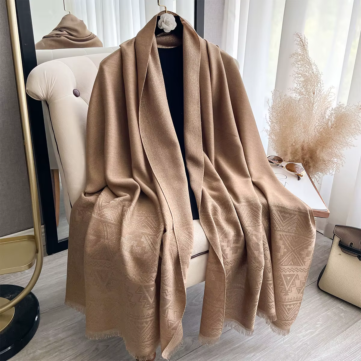 Nouveau élégant dames musulman Hijab fil d'or longue écharpe avec printemps et automne résistant au froid