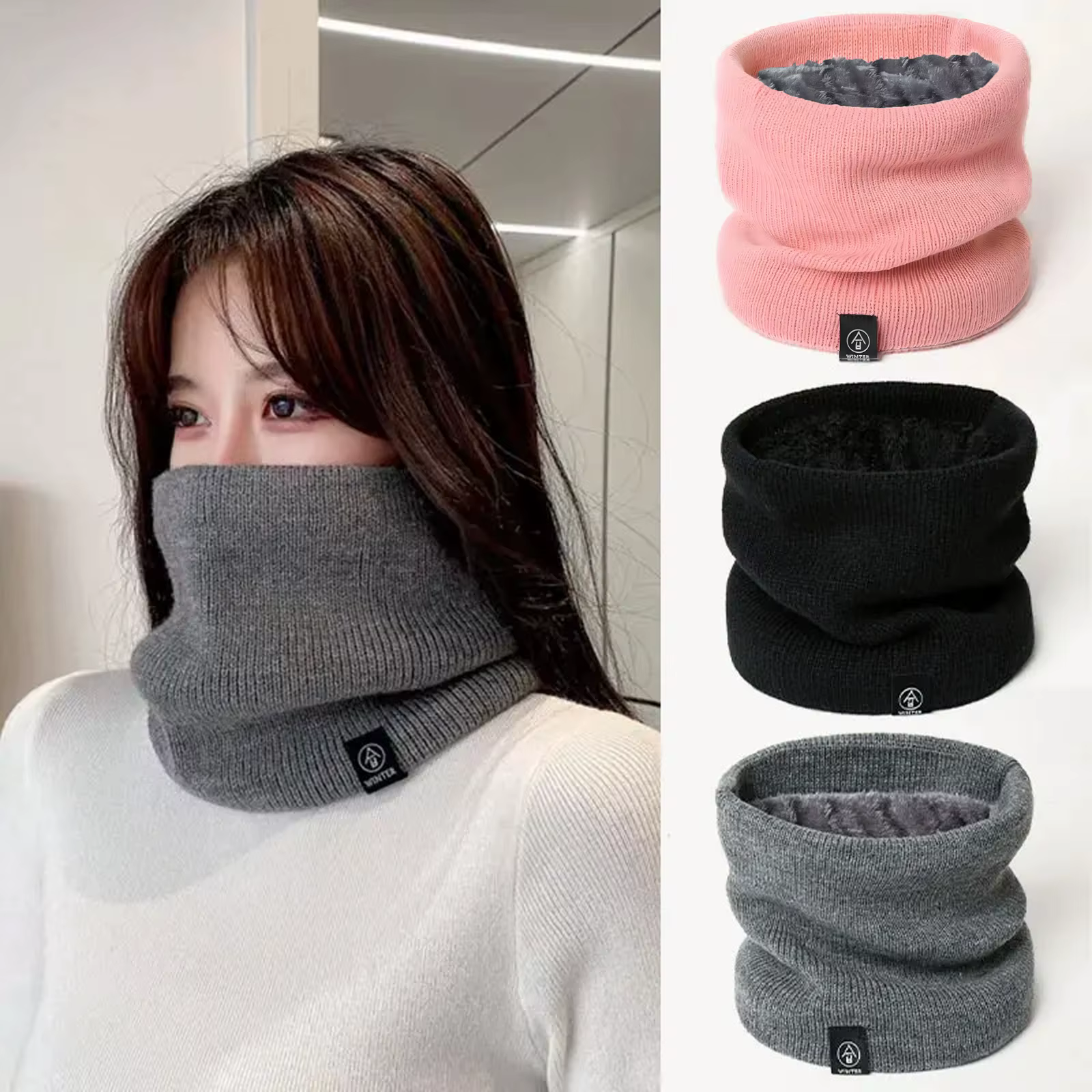 Écharpe Snood unisexe en cachemire solide pour hommes et femmes