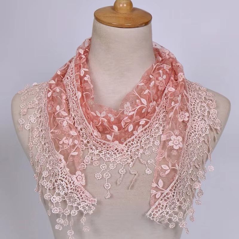 Écharpe Triangle en dentelle florale pour femme
