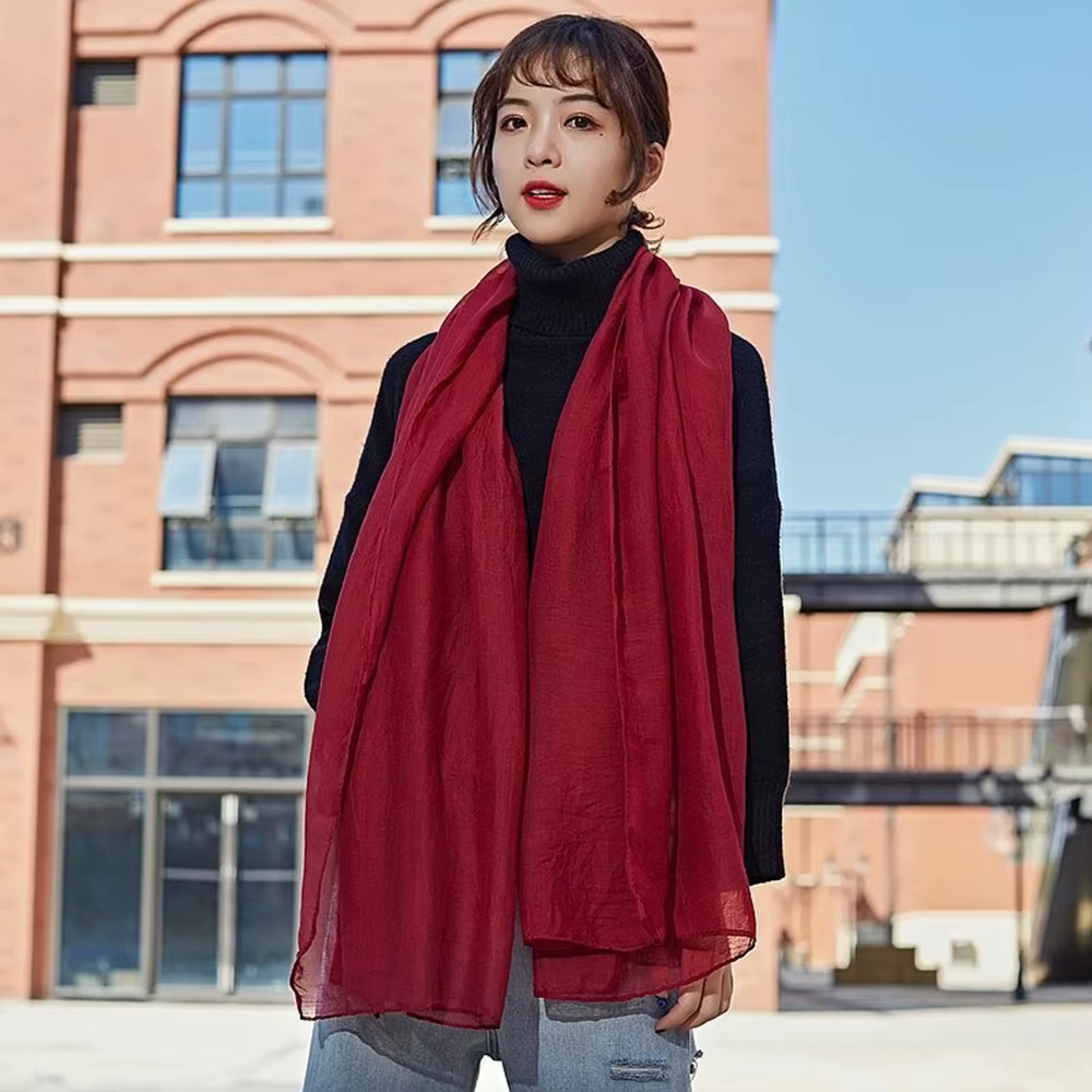 Nouvelles femmes coton lin écharpe châle Hijab musulman Long foulard foulards bandeau couleur unie