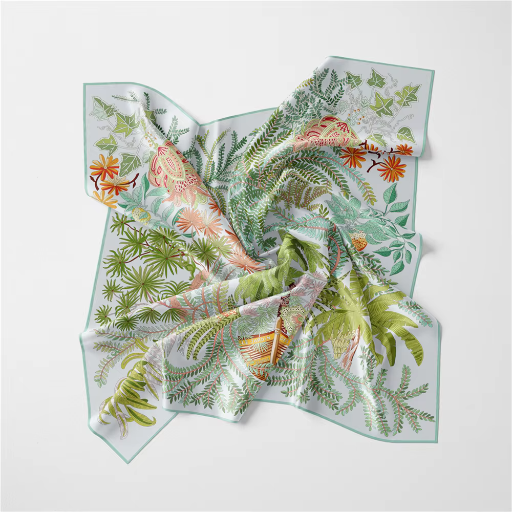 Injplanchers f-Foulard Carré Imprimé d'Arbres Verts pour Femme