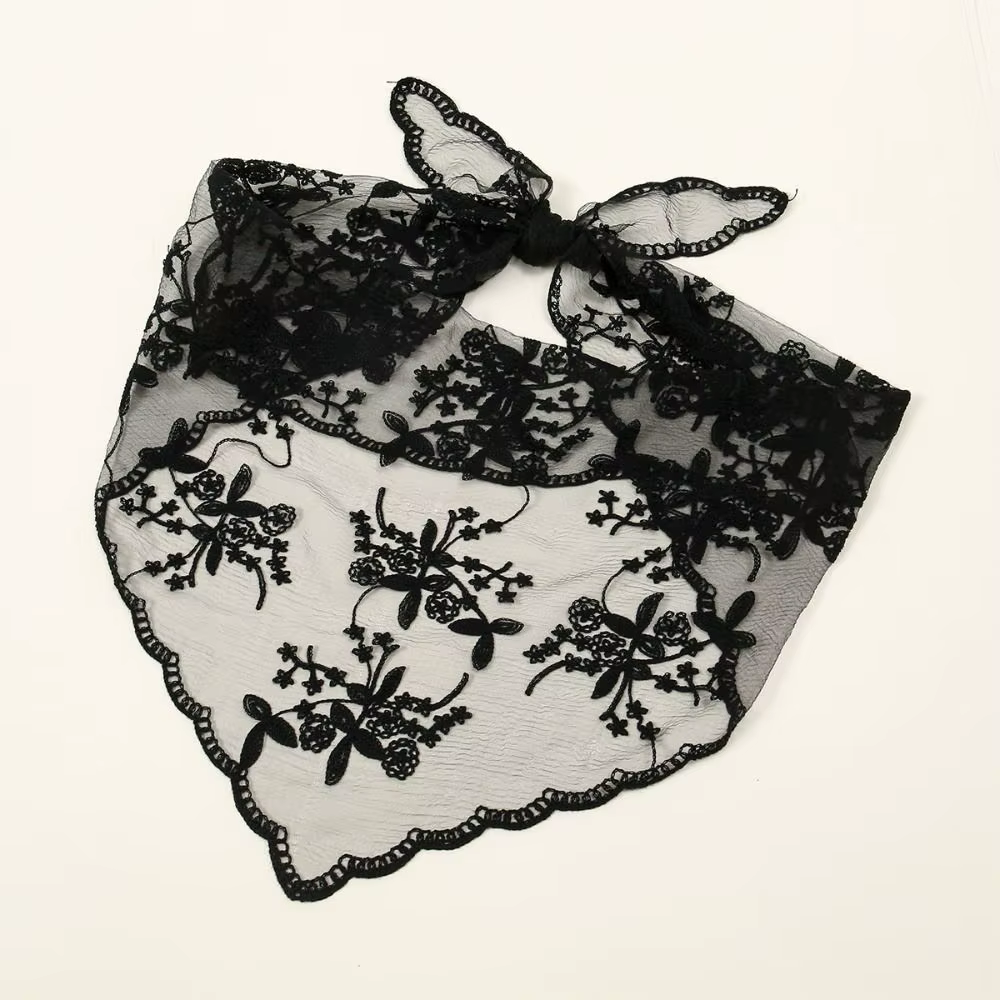 Nouveau Foulard en dentelle ajouré broderie couleur unie