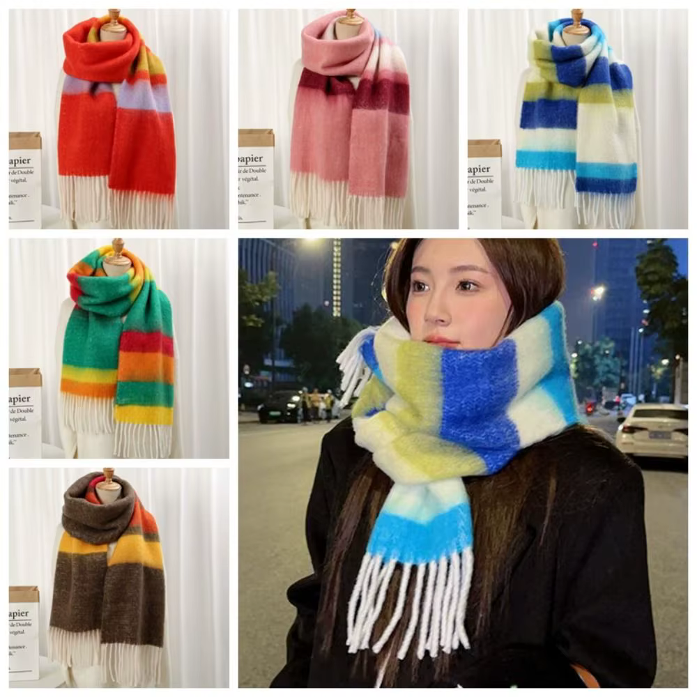 Écharpe en mohair à rayures colorées élégante