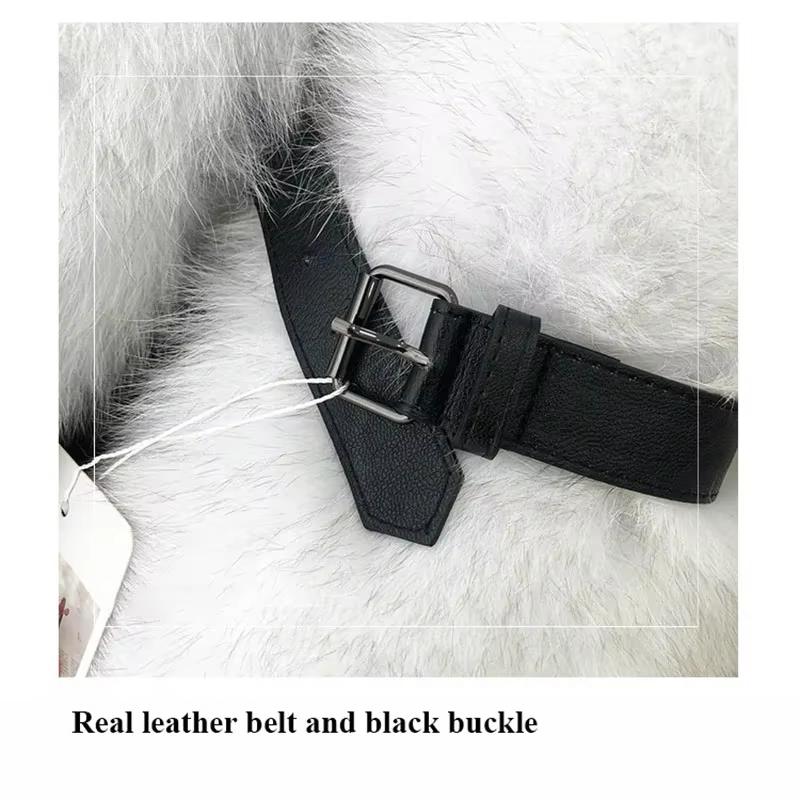 Écharpe en fourrure de renard avec structure de ceinture en cuir