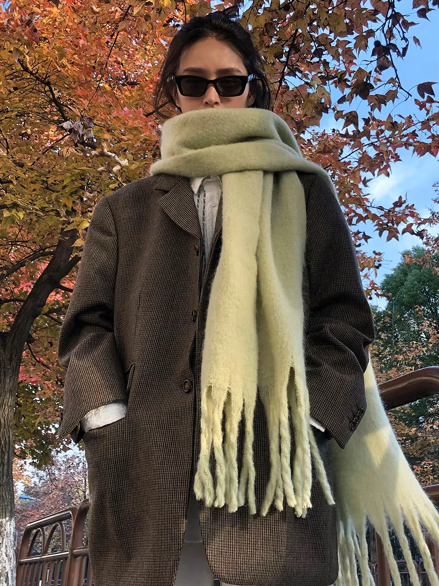Femmes épais châle enveloppes écharpe hiver chaud mode couleur unie Pashmina foulards Long gland Hijab étoles Bufanda Mujer