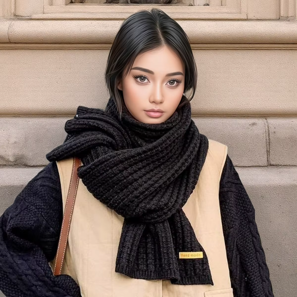 Hommes femmes épais chaud tricoté écharpe en hiver automne laine doux solide cachemire foulard Simple mode noir étudiants foulards