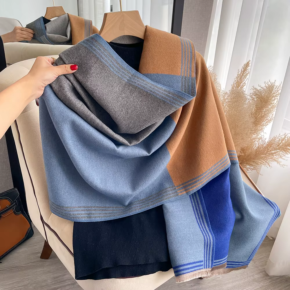 Nouveau luxe hiver écharpe femmes cachemire chaud Pashmina marque Foulard femme châles enveloppes épais doux Bufanda Poncho foulards Hijab