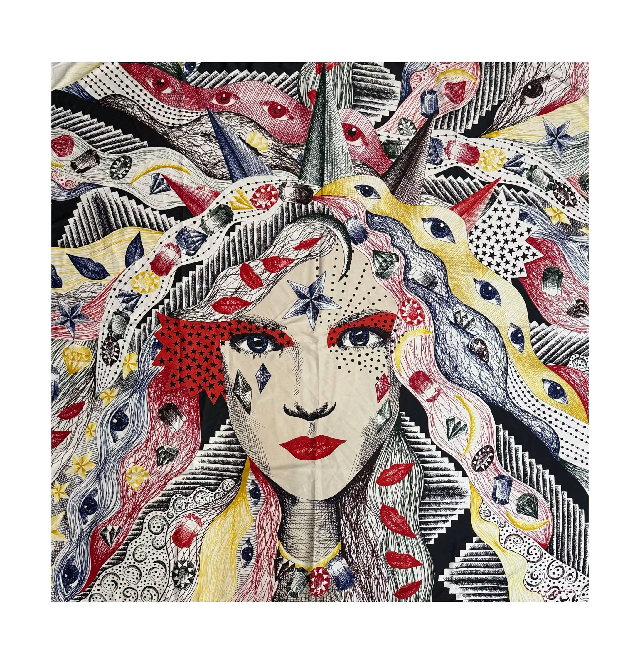 Écharpes en soie pour femme à pois Écharpe Graffiti Bandana