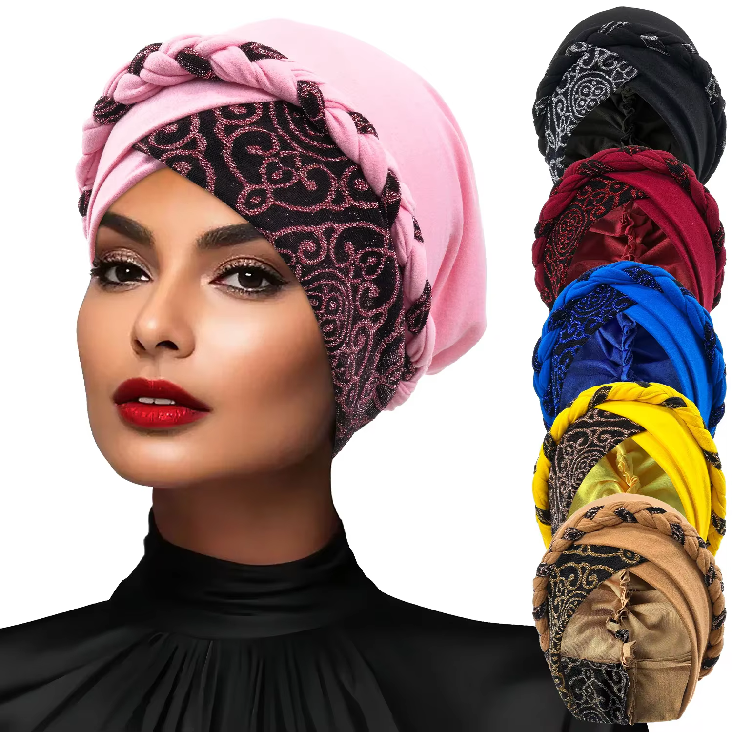 Foulard de tête pour femmes musulmanes Turban casquette dames imprimé islamique Bonnet chapeau tresse bandeau Turbante Mujer bonnets chapeaux