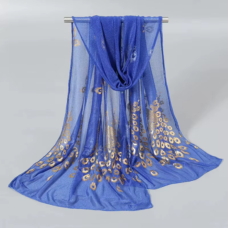 Écharpe bronzante paon 170cm x 60cm