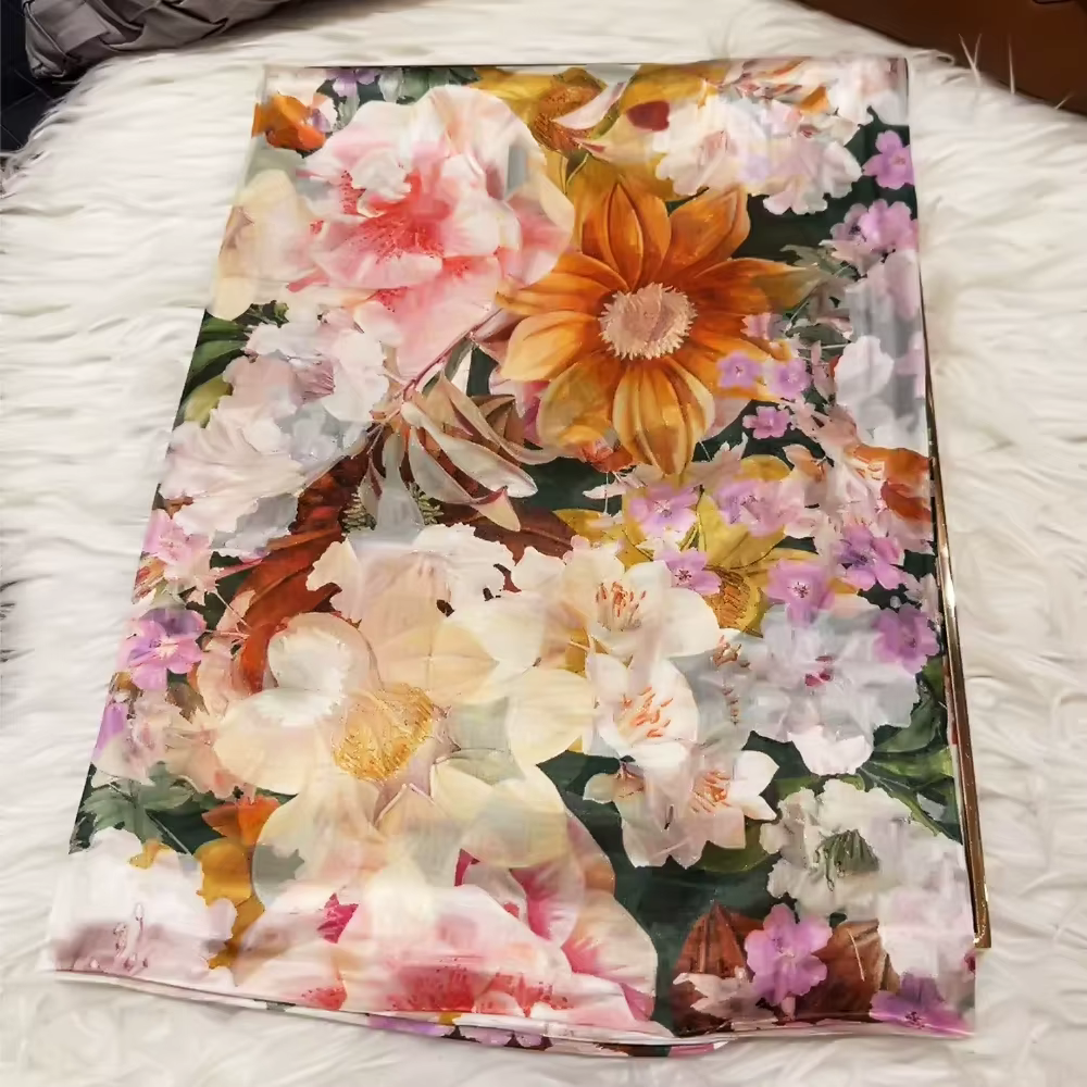 BYSIFA | Beige bleu foulard en soie châle femmes imprimé fleuri écharpe Cape automne hiver 100% mûrier