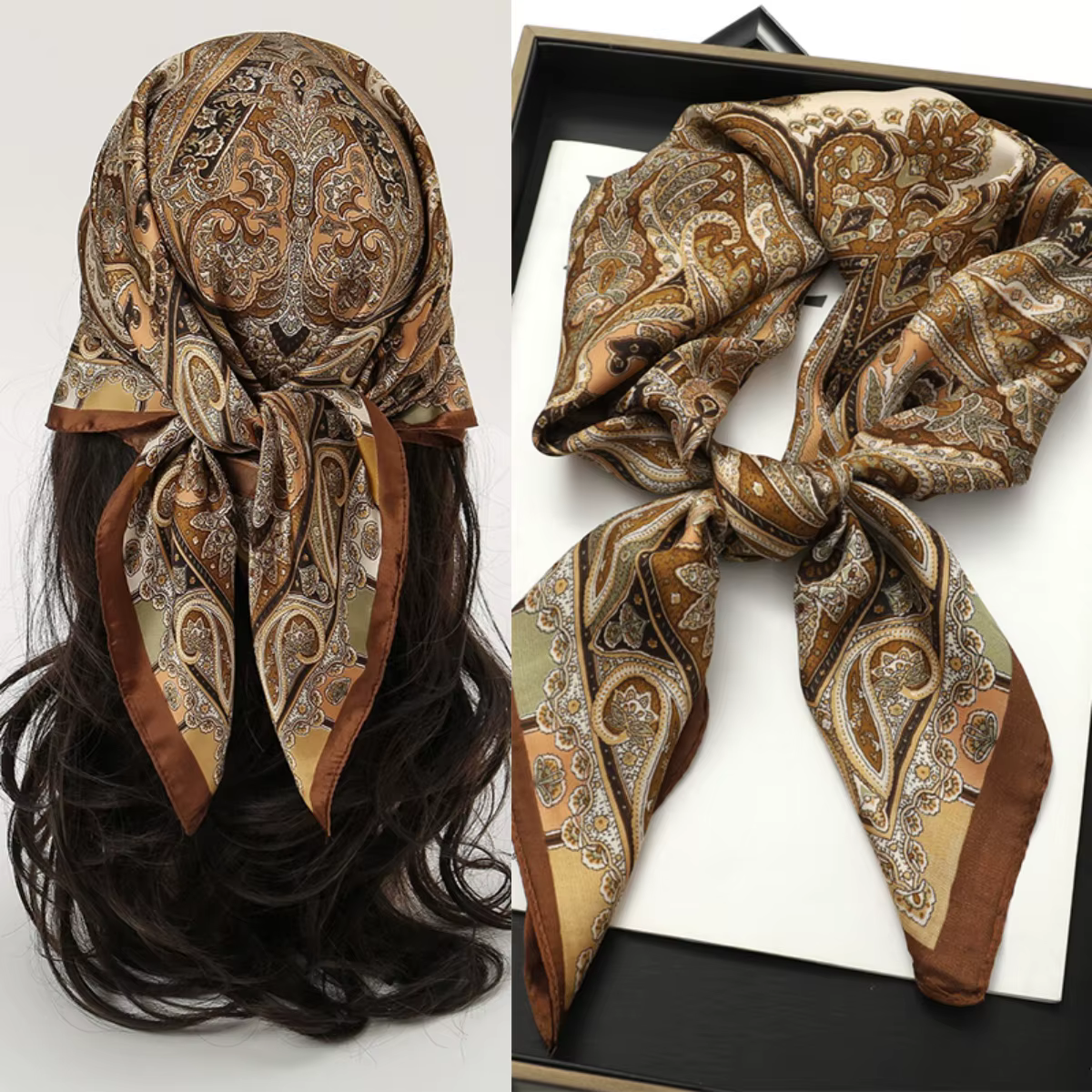 Foulard carré imprimé de style bohème pour femmes