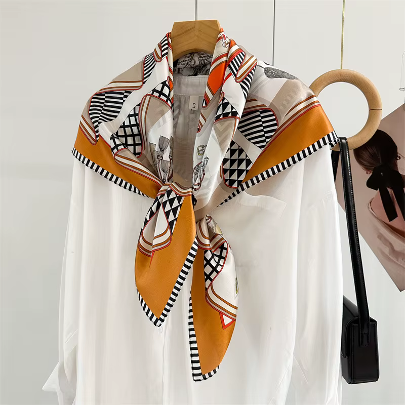 Foulard en soie douce 90CM 100% Bandanas de mûrier