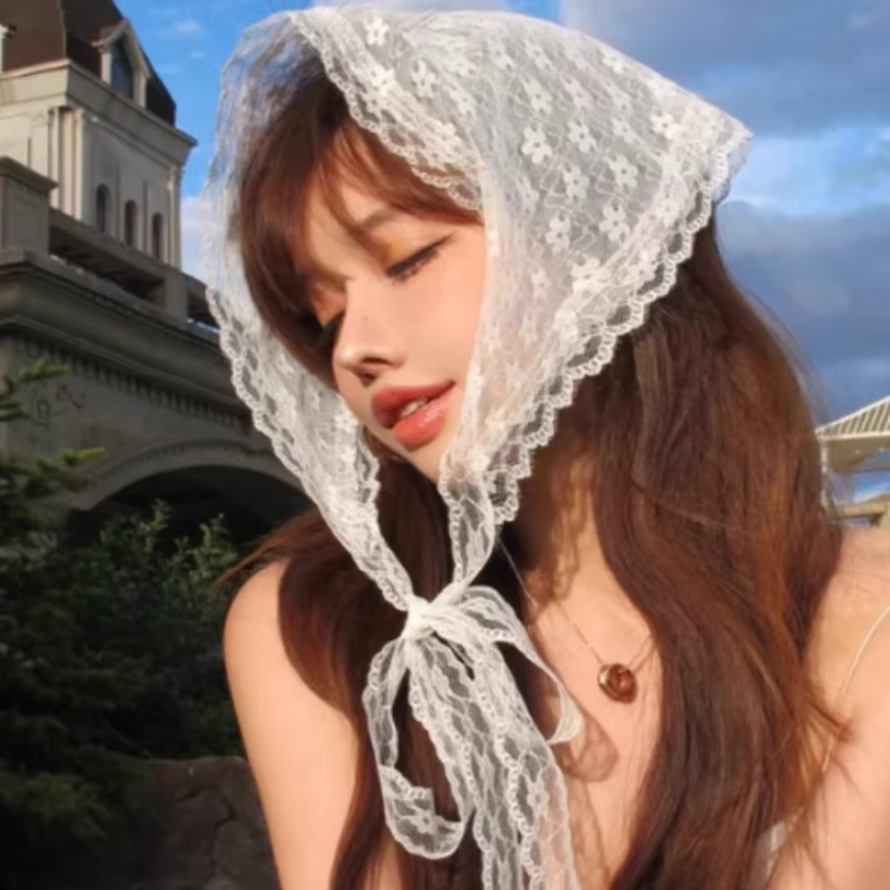 Foulard triangulaire rétro à fleurs pour femmes et filles