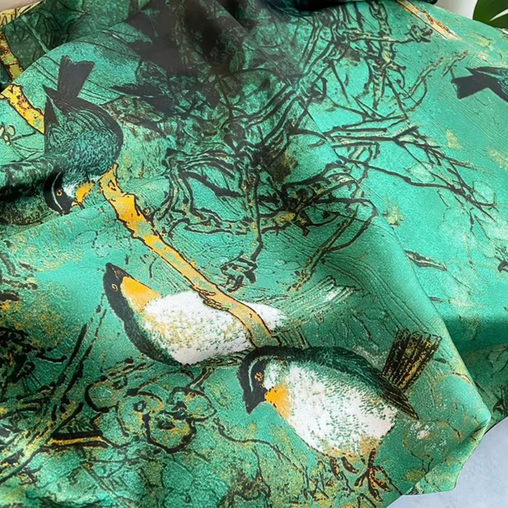 Écharpe de luxe en soie verte 85*180cm pour femme