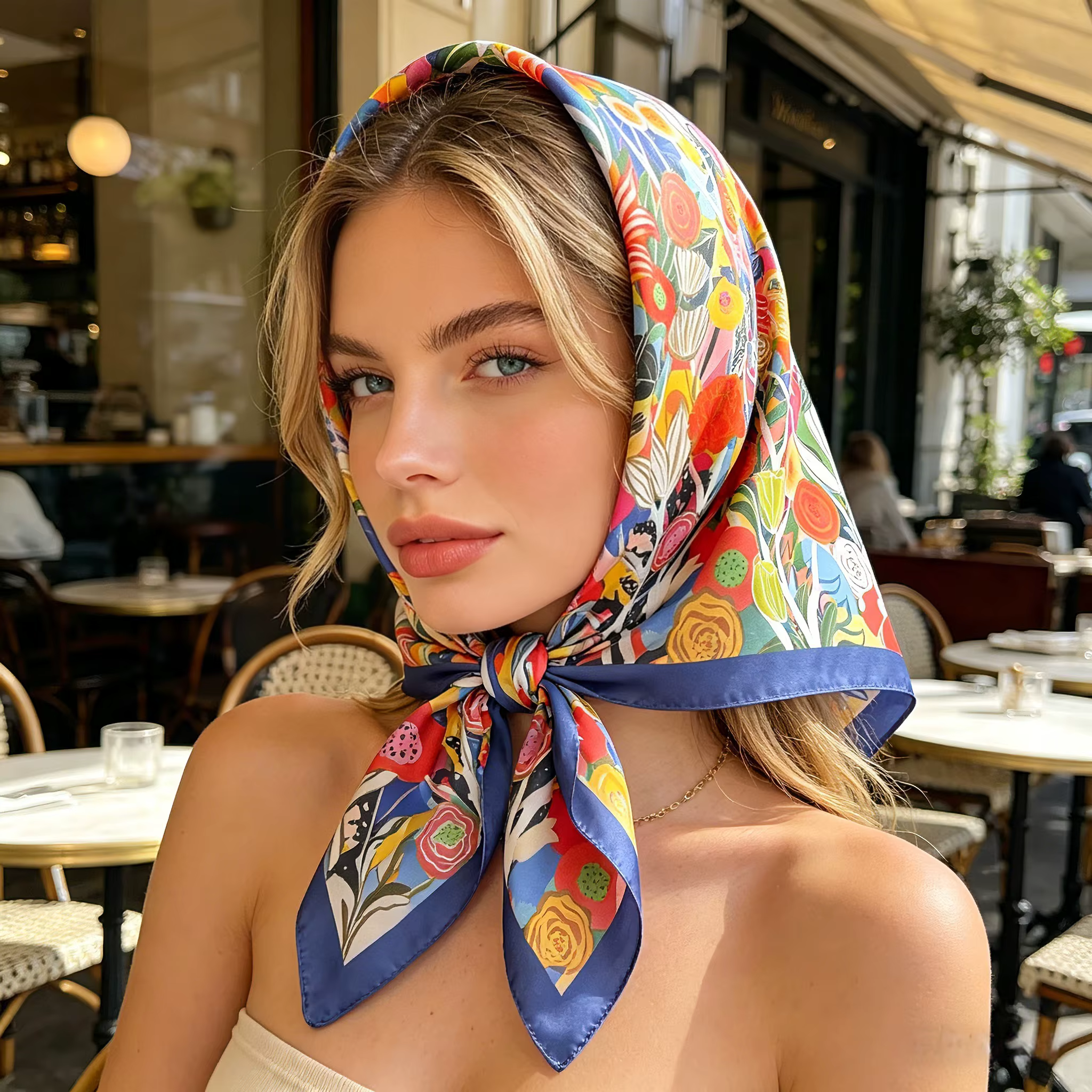 Nouveau Foulard Carré Designer 2026 pour Femme, Châle en Satin, Hijab, Bandeau Cheveux, Foulard de Poignet, Foulard de Tête de Luxe, Écharpe