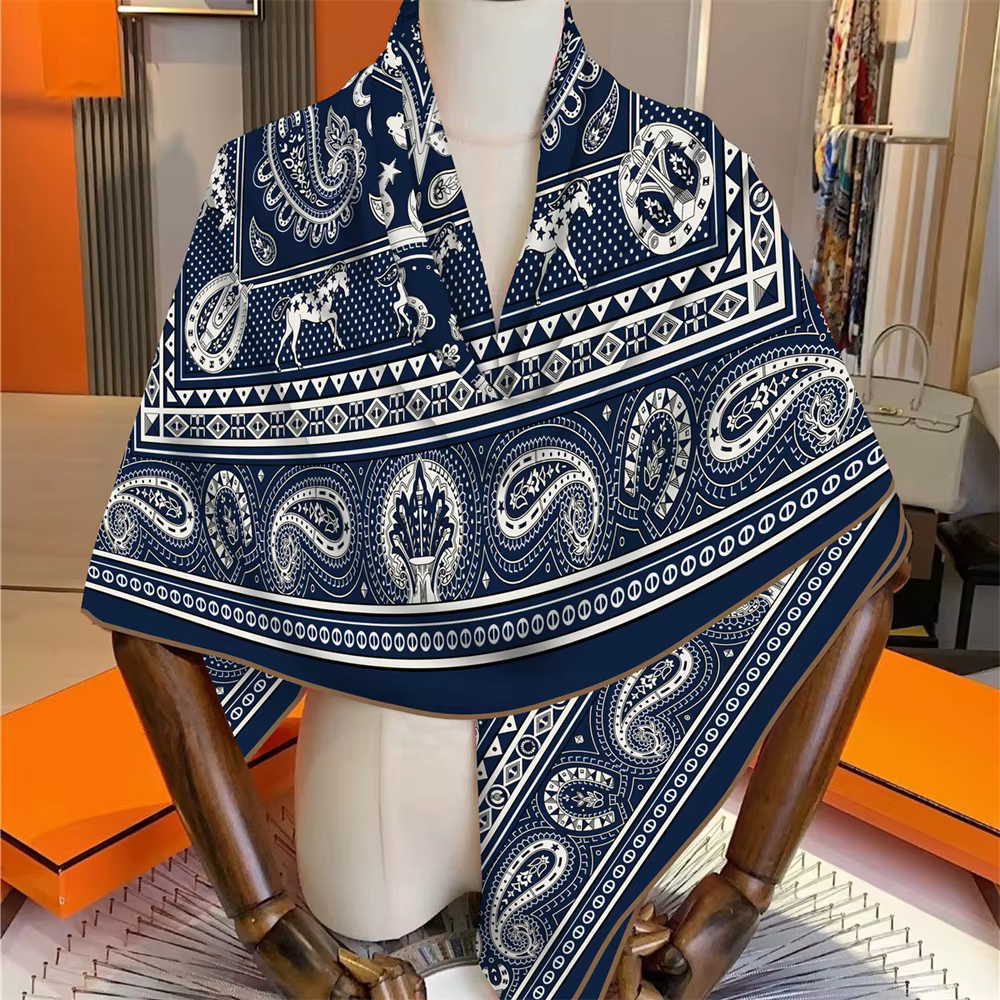 30% soie 70% cachemire écharpe concepteur de luxe Pashmina châles pour femmes carré arrosé à la main bords étole couverture grand Poncho 135CM