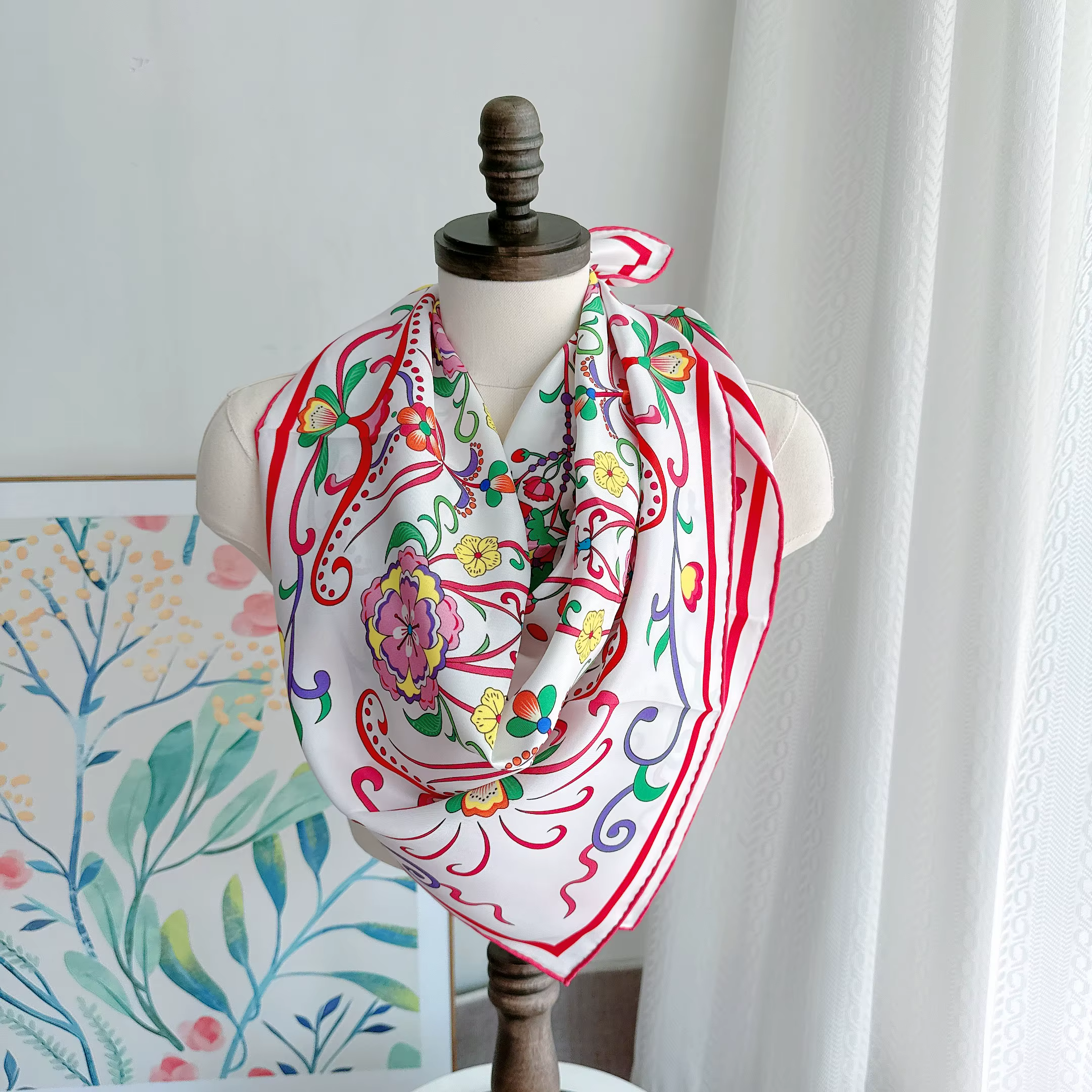 Foulard 100% Soie Rose Brumeux de Luxe