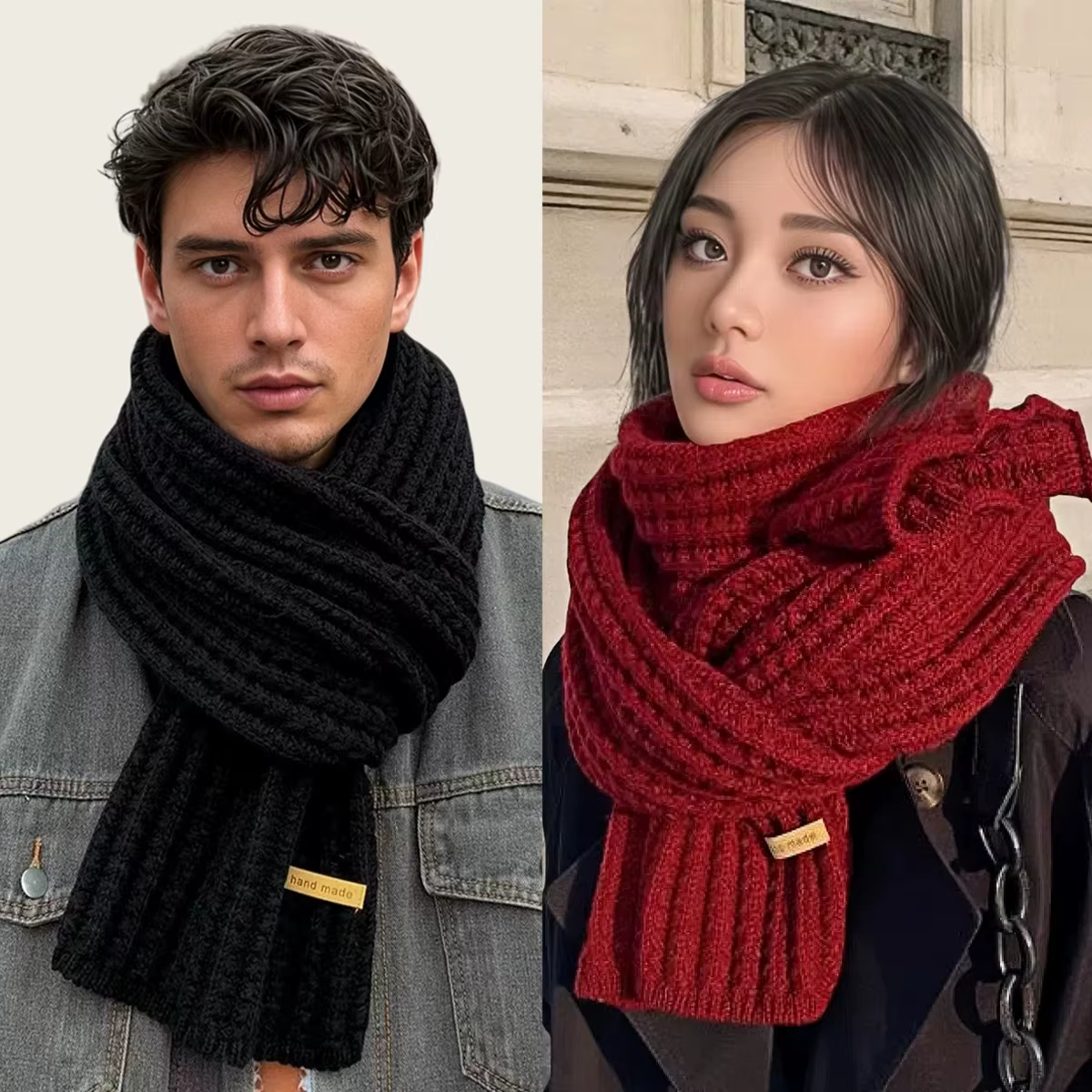 Hommes femmes épais chaud tricoté écharpe en hiver automne laine doux solide cachemire foulard Simple mode noir étudiants foulards