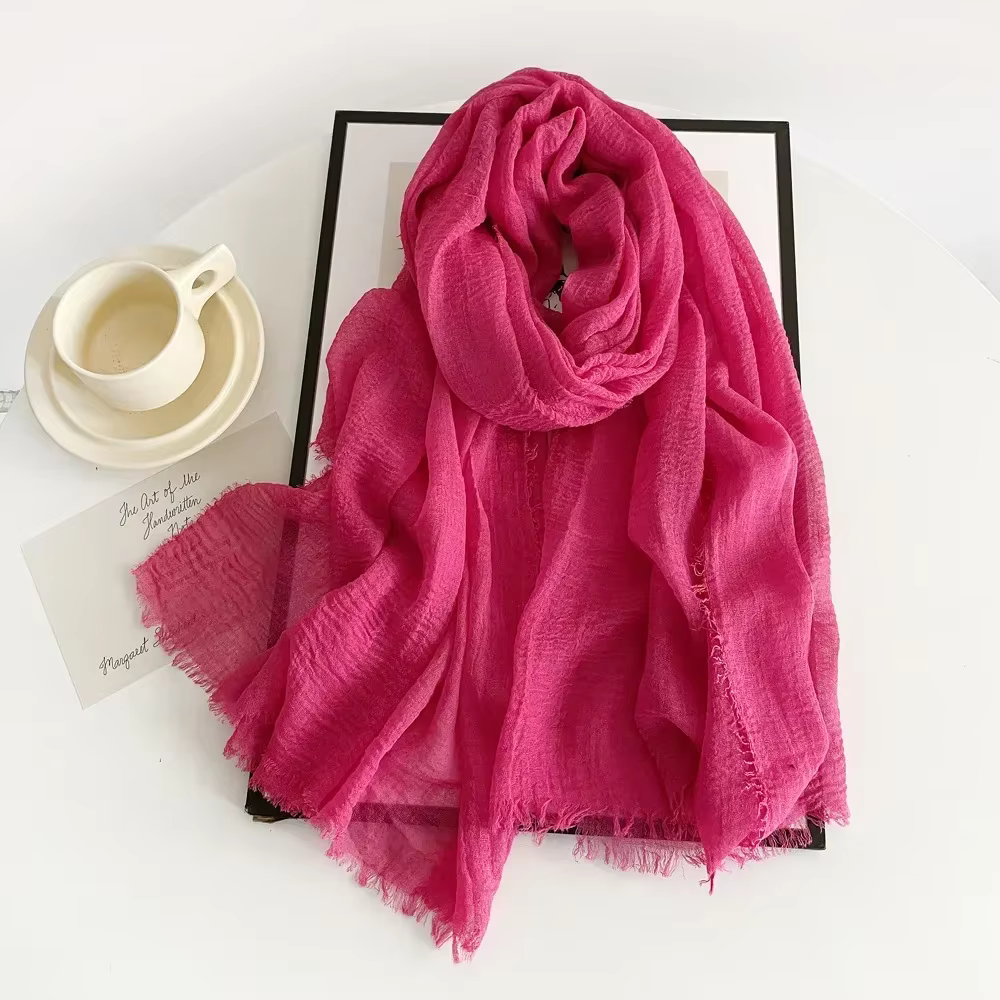 Femmes coton lin écharpe châle Hijab musulman Long foulard foulards bandeau solide