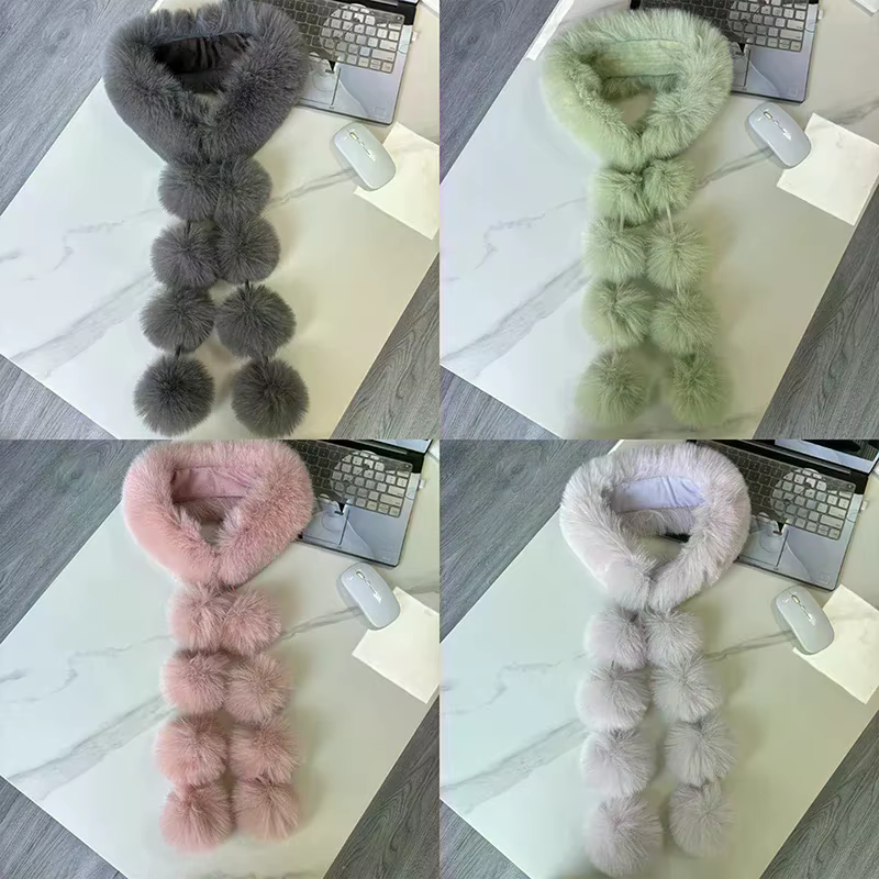 Longue fausse fourrure de renard écharpe femmes hiver chaud doux