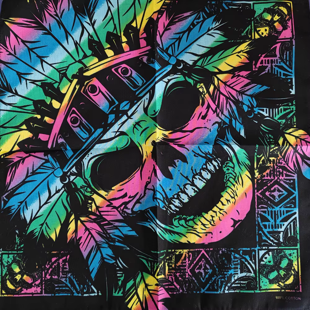 Crâne Bandana mode Hip Hop 100% coton carré écharpe noir Paisley vélo bandeau pour femmes/hommes/garçons/filles
