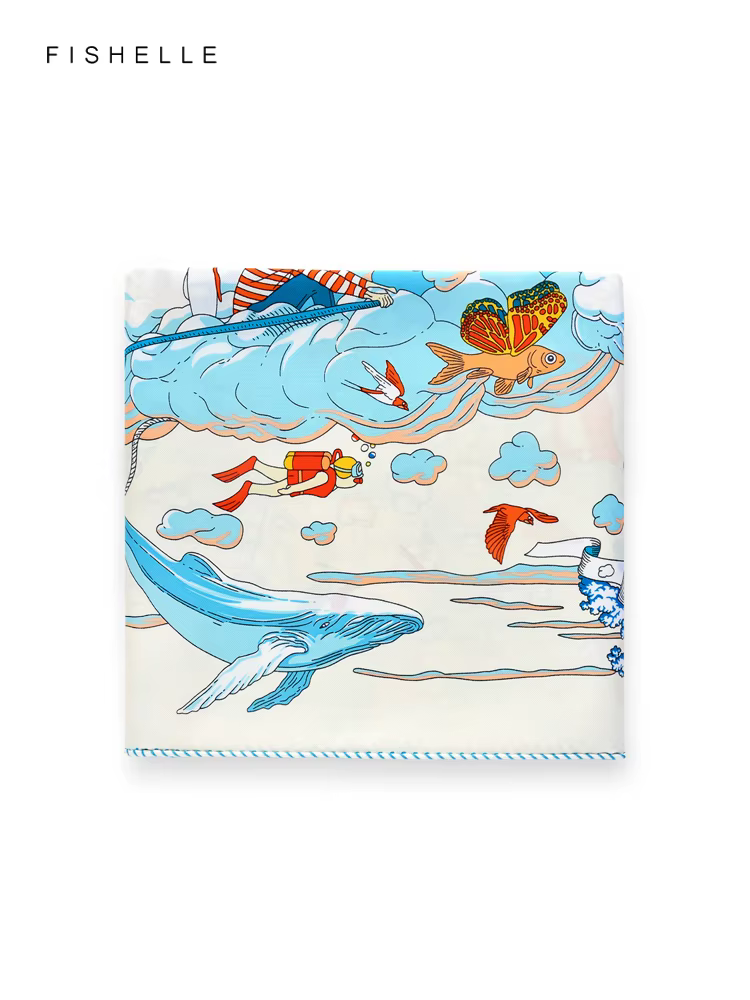 Foulard beige en soie 100% naturelle pour femme