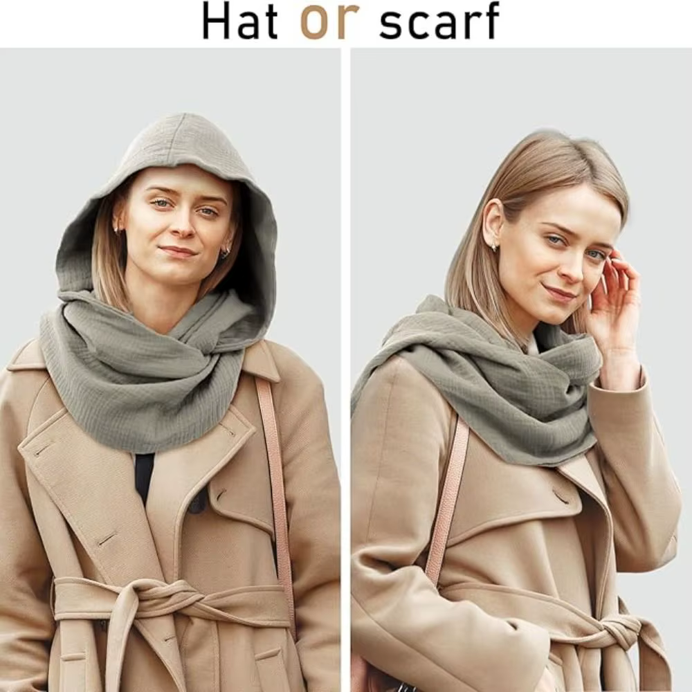 Écharpe à Capuche Multifonctionnelle en Coton et Lin Doux