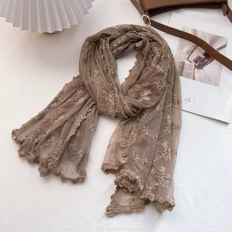 Châle en dentelle creuse pour femme