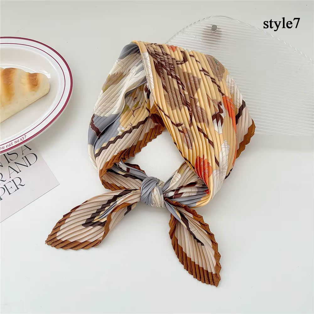Injplanchers f-Foulard de tête plissé en mousseline de soie pour femme