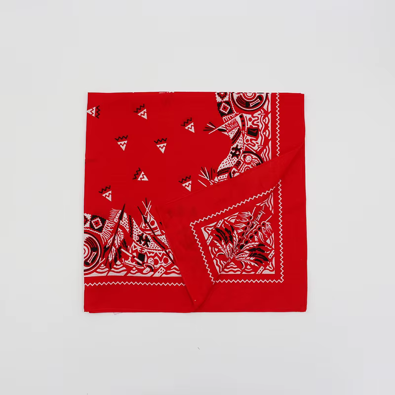 Nouveau Surdimensionné 70CM couleur rouge carré écharpe Style rétro imprimé coton Bandana chapeaux foulard