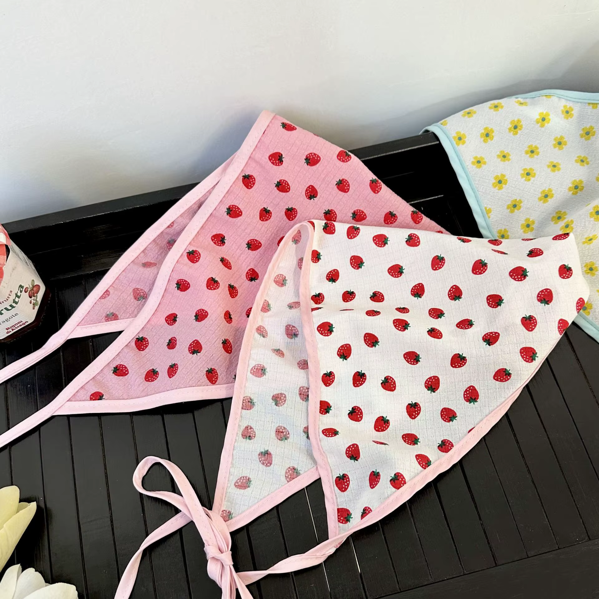 Écharpe femme nouveau rose fraise mignon fille tricoté foulard bandeau triangulaire polyvalent mince