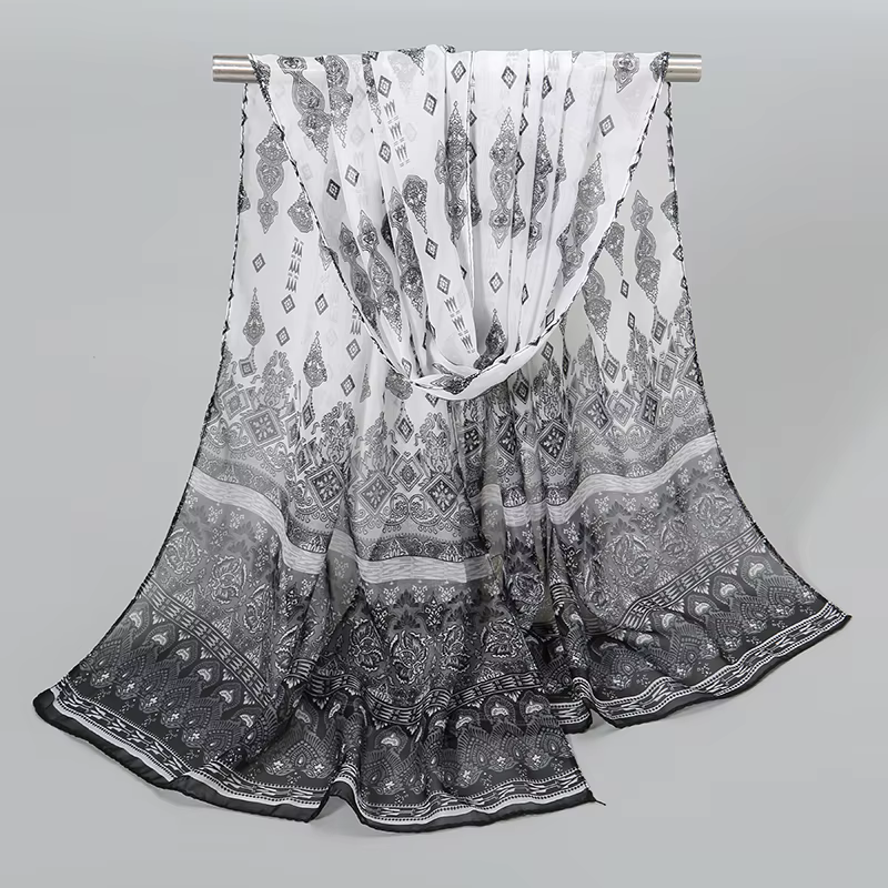 Style indien nouvelles foulards en mousseline de soie femmes respirant mince Simulation foulard