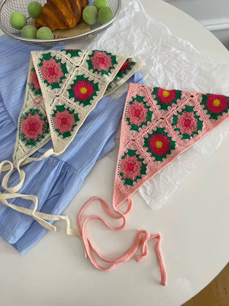 Élégant Bandeau Écharpe Tricoté Triangle pour Femme
