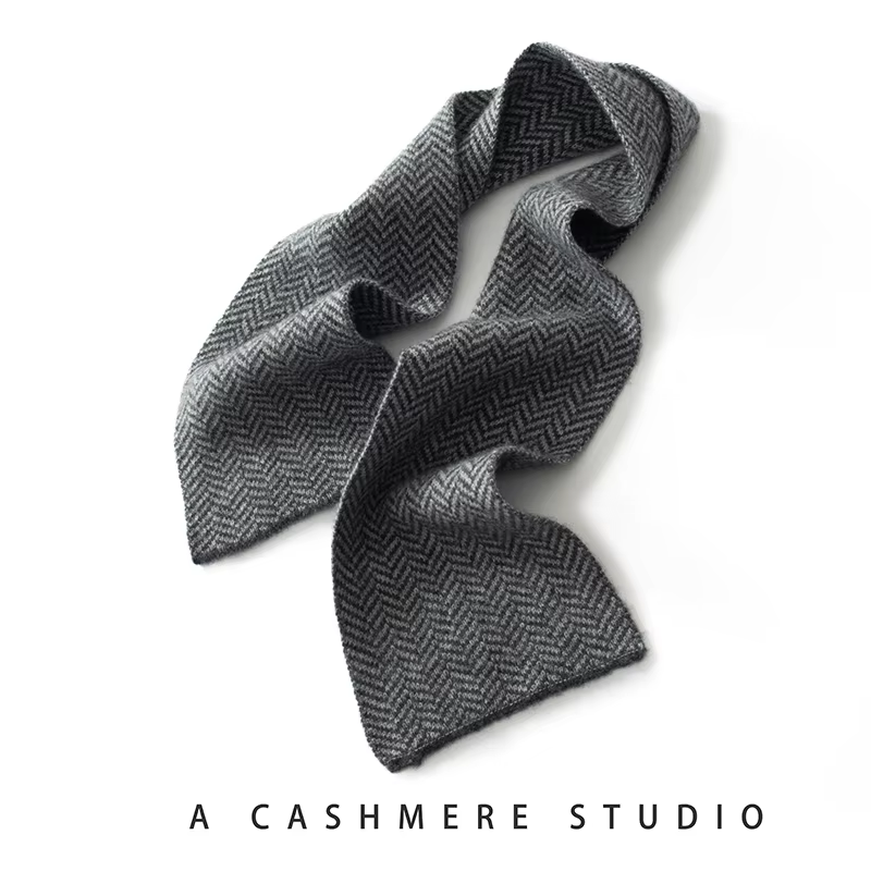 Foulard en cachemire pour hommes et femmes, écharpe courte, classique, tricotée, à rayures, pour adultes, cadeau de noël et nouvel an, hiver