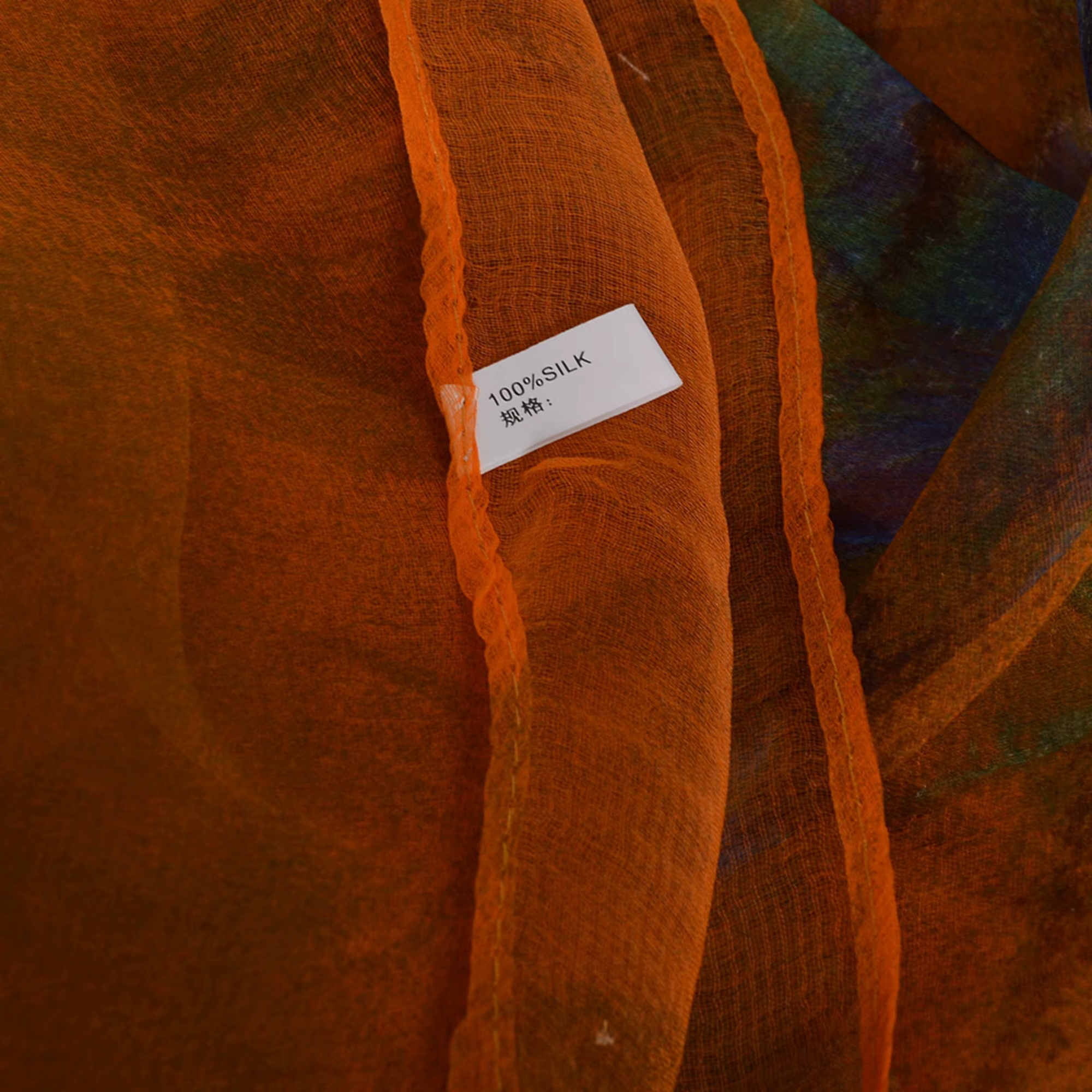 [BYSIFA] foulard en soie de mûrier Orange pour femmes imprimé 170*100cm mode peinture à l'encre à l'eau foulards de luxe châle pour printemps automne