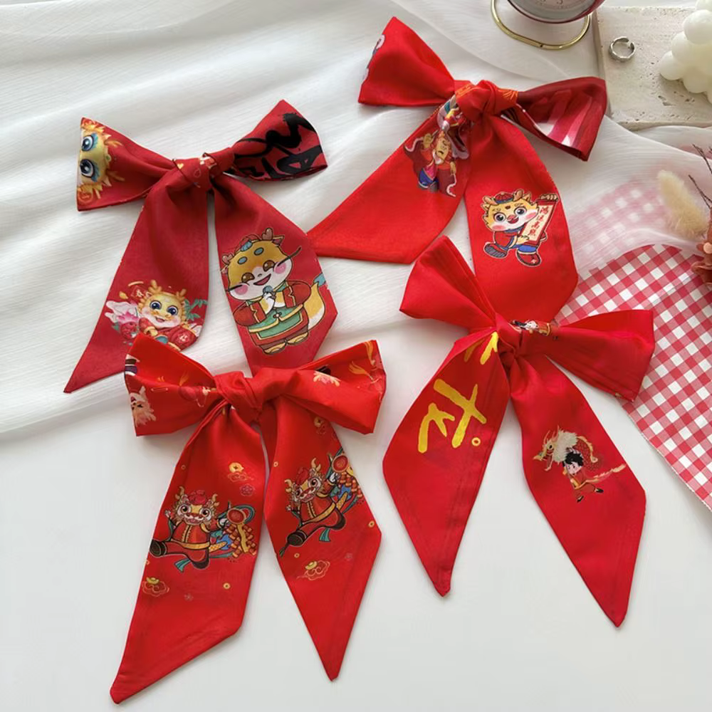 Motif Dragon nouvel an foulard en soie rouge foulards
